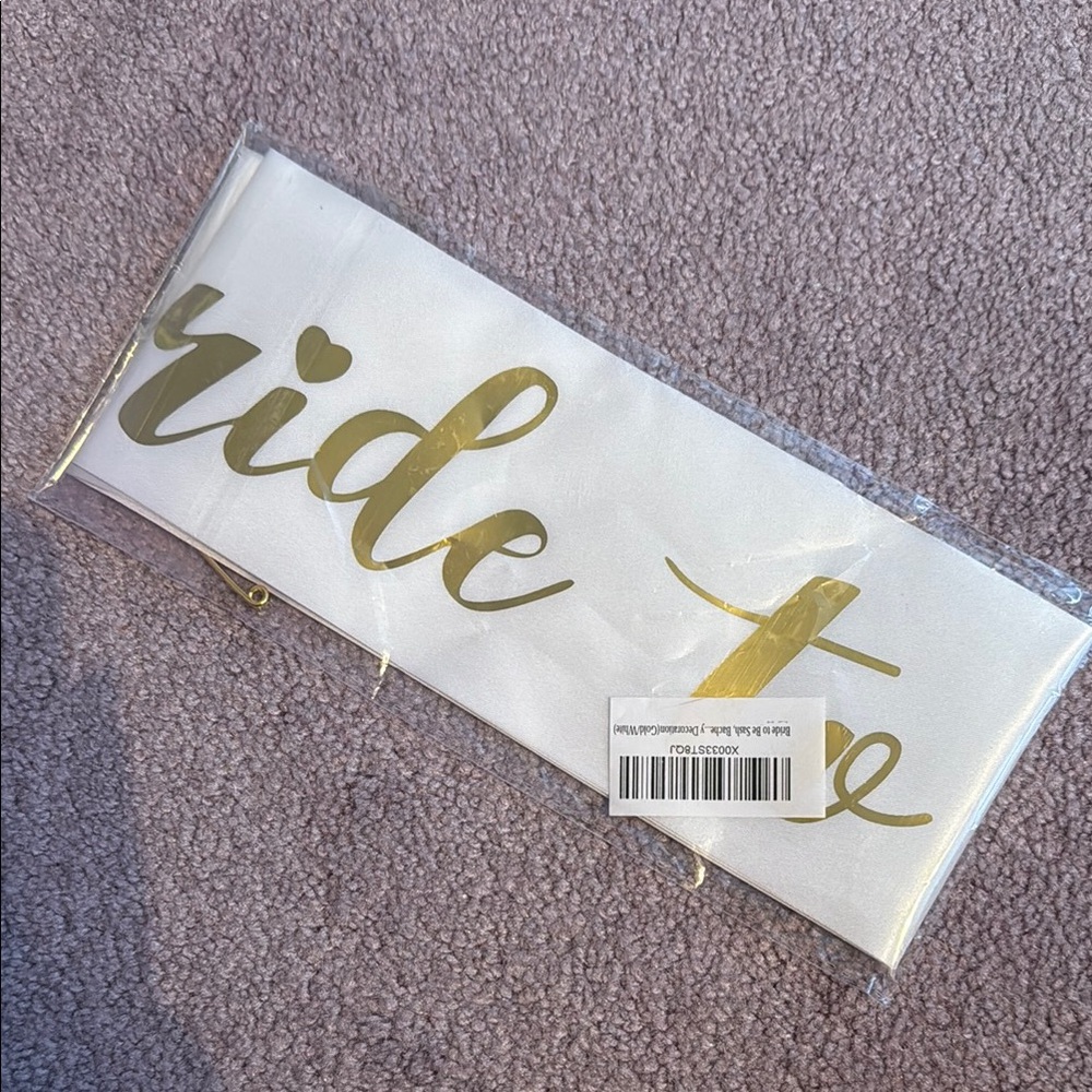 White and Gold Bride Sash